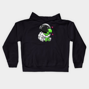 Cute Astronaut Hug Alien Cartoon Kids Hoodie